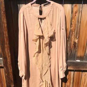 Cream colored tent dress with ruffles